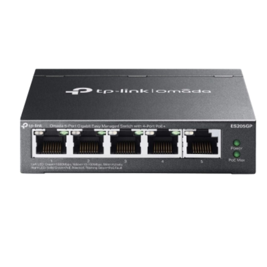 TP-Link ES205GP Omada 5-Port Gigabit Easy Managed Switch with 4-Port PoE+, PoE Auto Recovery, VLAN, QoS, IGMP Snooping, Loop Prevention, Port Isolatio