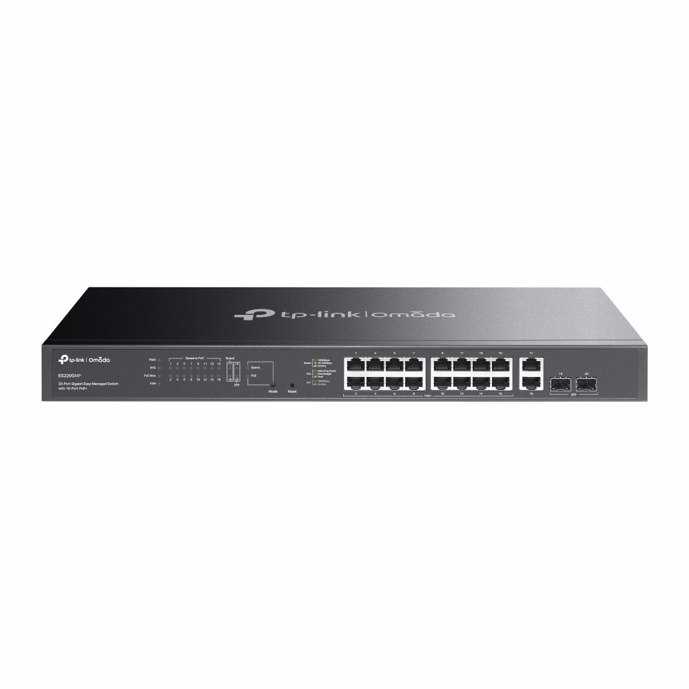 TP-Link ES220GMP Omada 20-Port Gigabit Easy Managed Switch with 16-Port PoE+, Fast PoE, Perpetual PoE, Flow Control, Loopback Detection, Port Isolation