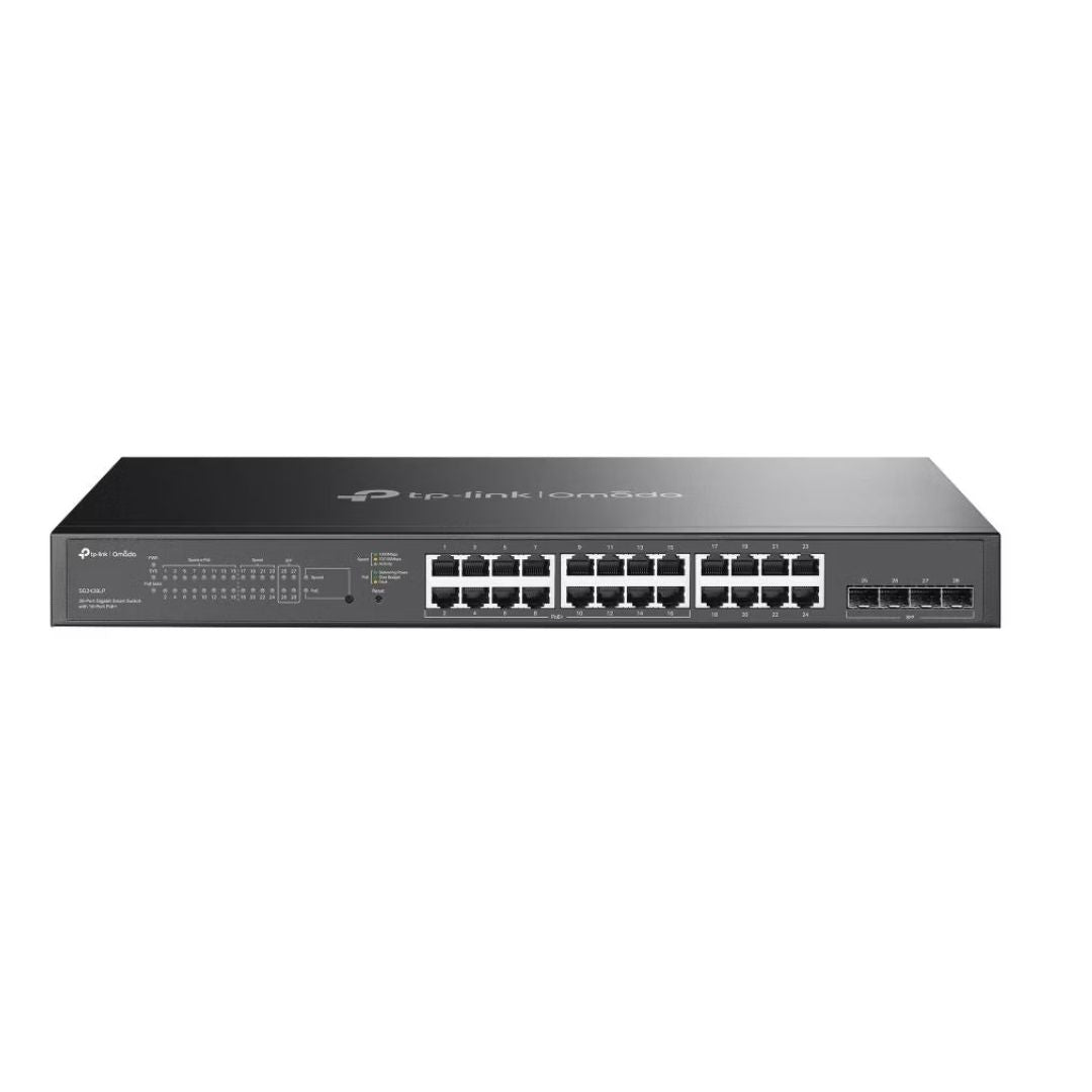 TP-Link SG2428LP Omada 28-Port Gigabit Smart Switch with 16-Port PoE+, 16— Gigabit 802.3af/at PoE+ ports, 8— Gigabit non-PoE RJ45 ports and 4— Gigabit