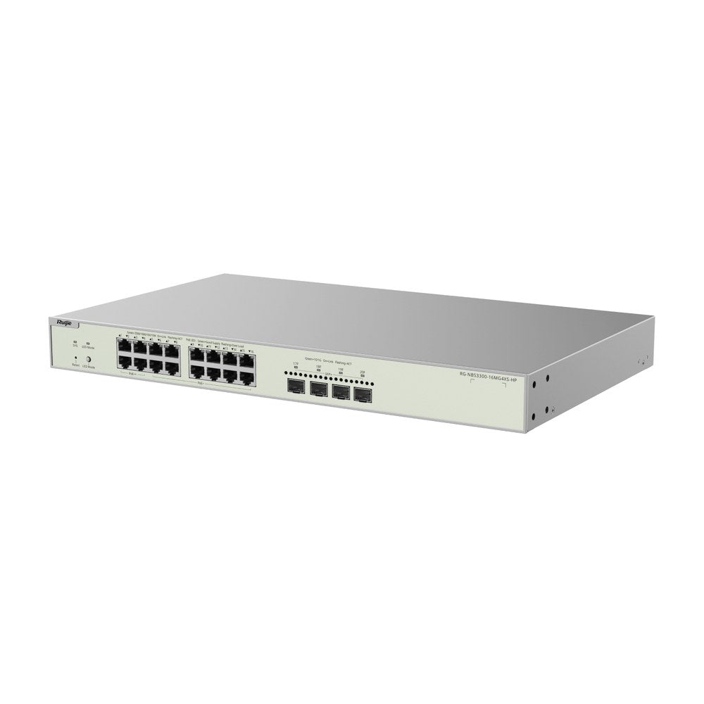 RG-NBS3300-16MG4XS-HP - Ruijie Reyee 16-Port Multi-Gigabit Layer 2 Managed Switch with 4 x PoE++ Ports, 12 x PoE+ Ports and 4 (3)