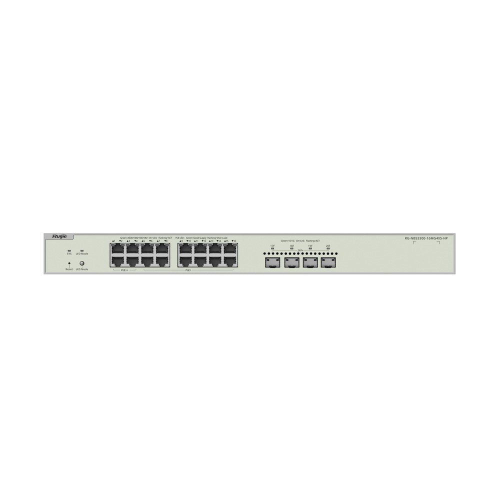 RG-NBS3300-16MG4XS-HP - Ruijie Reyee 16-Port Multi-Gigabit Layer 2 Managed Switch with 4 x PoE++ Ports, 12 x PoE+ Ports and 4 (2)