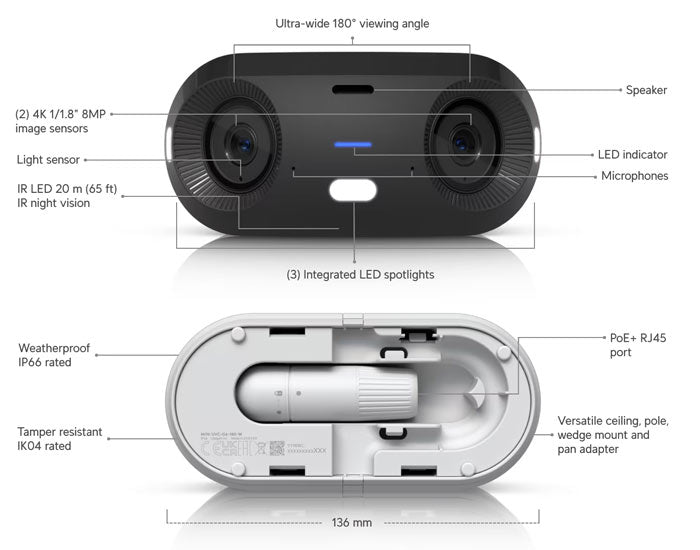 UVC-G6-180-W Ubiquiti UniFi Protect G6 180° Panoramic AI Camera (White)