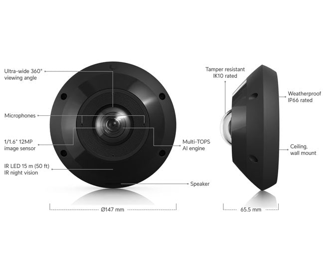 UVC-G6-Pro-360-B Ubiquiti UniFi Protect Camera G6 Pro 360 (Black)