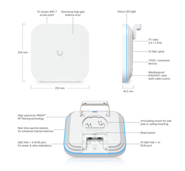 E7-Campus - Ubiquiti UniFi Enterprise E7 Campus WiFi 7 Indoor/Outdoor Access Point