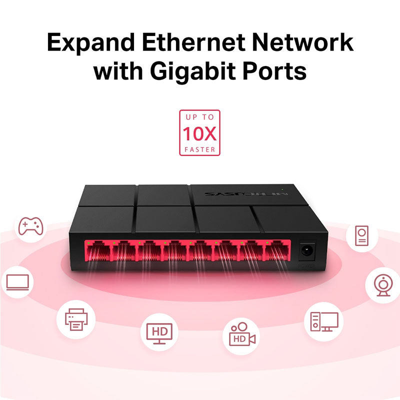 MS108G Mercusys 8-Port 10/100/1,000 Mbps Desktop Switch