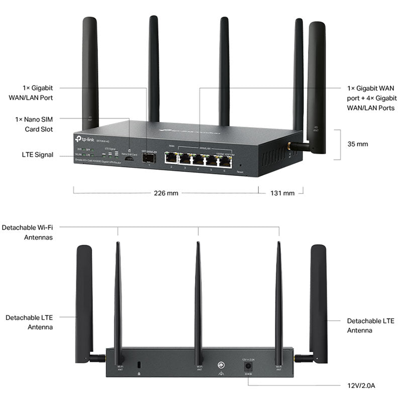 TL-ER706W-4G V2 TP-Link Omada 4G+ Cat6 AX3000 Gigabit VPN Router