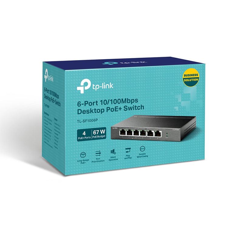 TL-SF1006P TP-Link 6-Port 10/100Mbps Desktop Switch with 4-Port PoE+