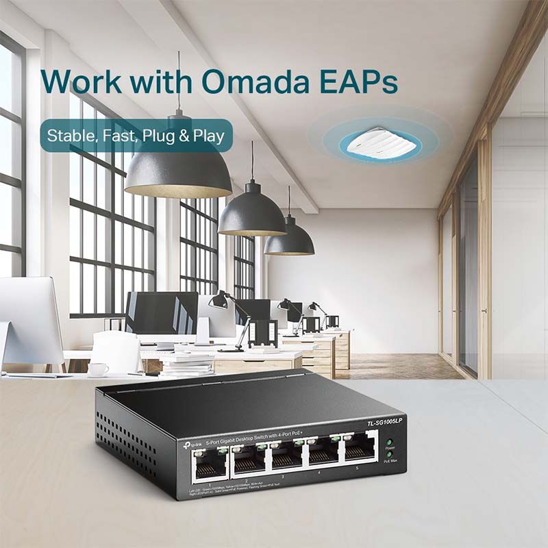 TL-SG1005LP TP-Link 5-Port Gigabit Desktop Switch with 4-Port PoE+