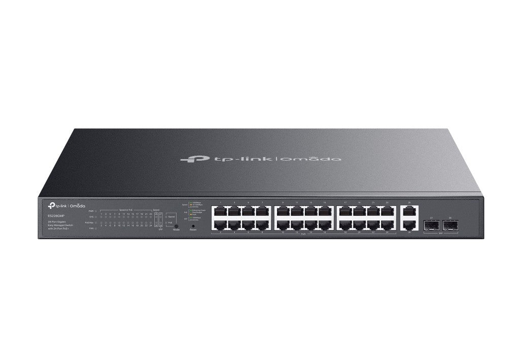 TP-Link ES228GMP Omada 28-Port Gigabit Easy Managed Switch with 24-Port PoE+,  Fast PoE, Perpetual PoE, Flow Control, Loopback Detection, Port Isolati