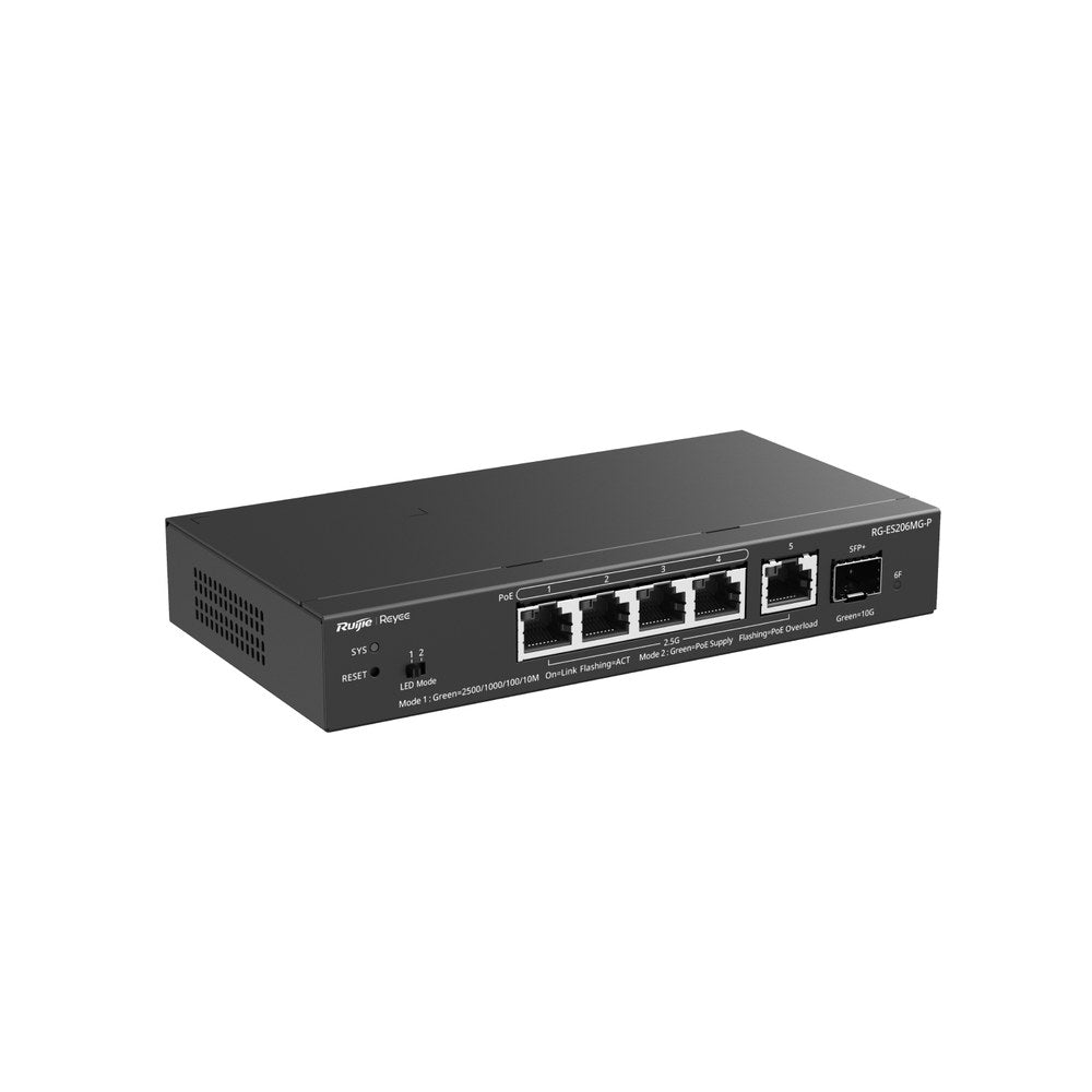 RG-ES206MG-P - Ruijie Reyee ES206MG-P 4-Port 2.5G PoE+ with 1 x 2.5G Port and 1 x SFP+ Port Cloud Managed Switch, 70 W (4)