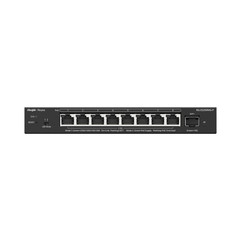 RG-ES209MG-P - Ruijie Reyee 8-Port 2.5G Cloud Managed PoE+ Switch with 1 x 10G SFP+ Uplink and 130W PoE Budget (2)