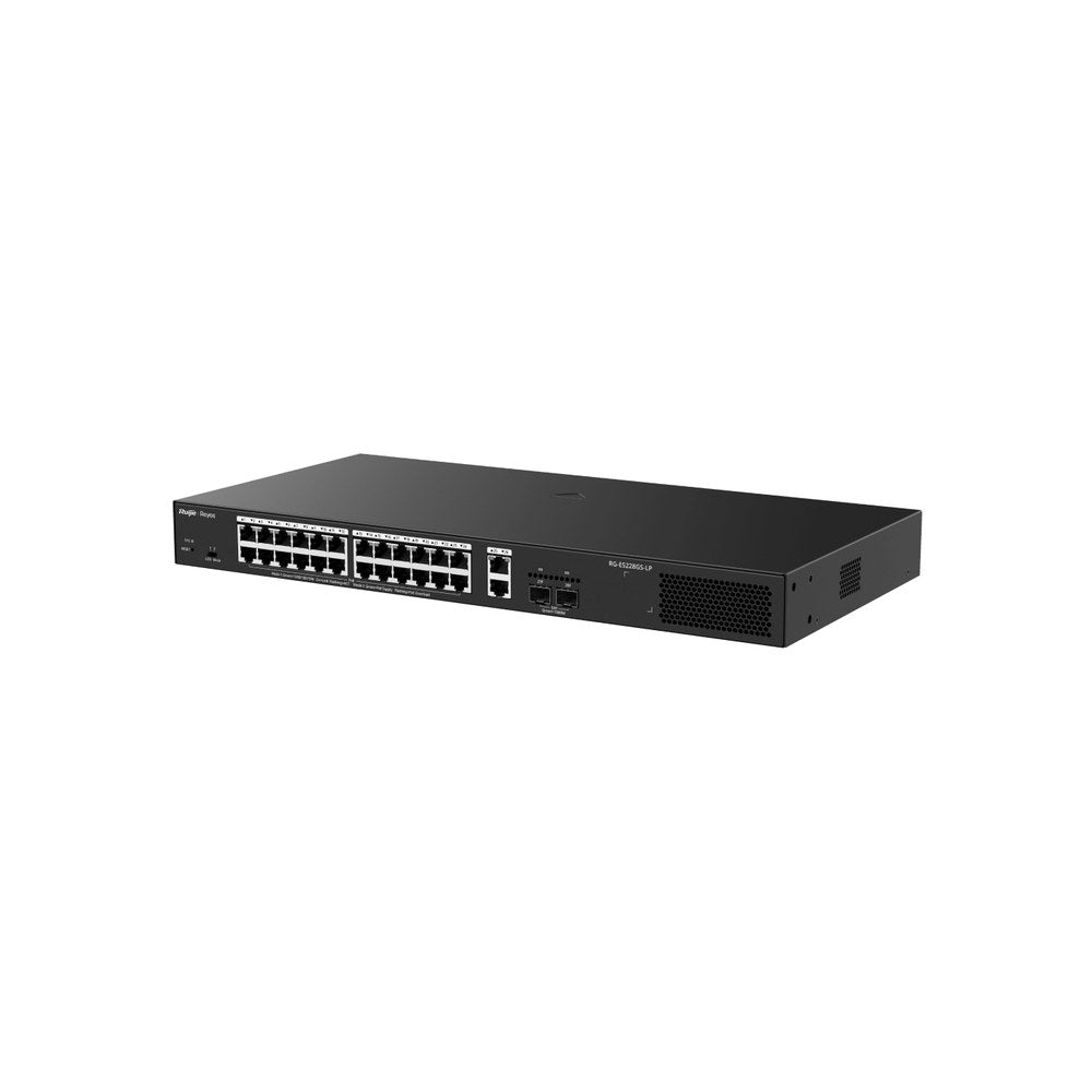 RG-ES228GS-LP - Ruijie Reyee 28-Port Gigabit Smart Cloud Managed PoE Switch with 24 PoE+ Ports, 2 SFP Ports and 250W PoE Budget