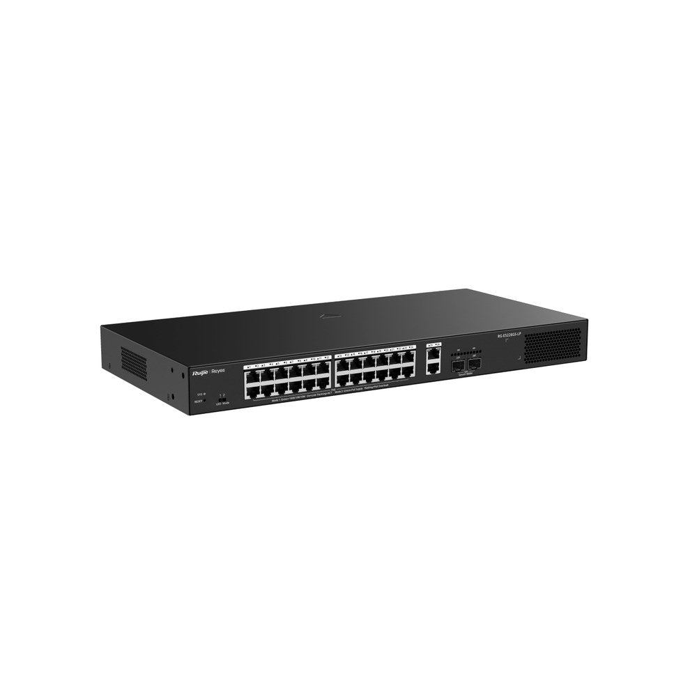 RG-ES228GS-LP - Ruijie Reyee 28-Port Gigabit Smart Cloud Managed PoE Switch with 24 PoE+ Ports, 2 SFP Ports and 250W PoE Budget