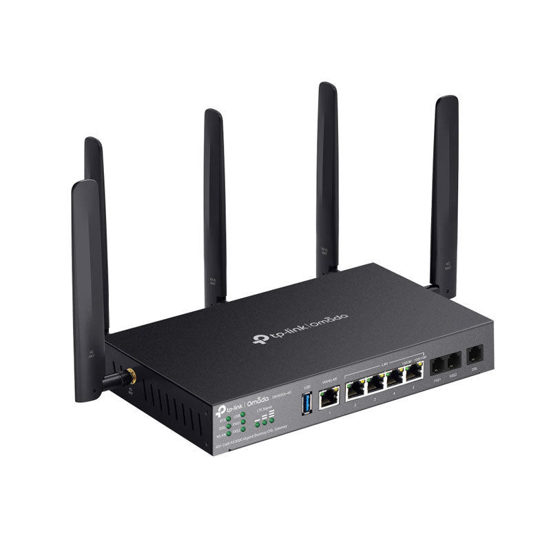 TP-Link DR3650v-4G Omada 4G+ Cat6 AX3000 Wi-Fi 6 Gigabit Desktop DSL Gateway, 574Mbps@2.4GHz + 2402Mbps@5GHz(HE160), VDSL2 350 350/60, VoIP