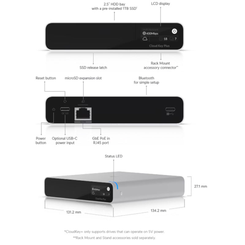UCK-G2-SSD - Ubiquiti UniFi CloudKey+ G2 SSD Compact UniFi Console with 1 TB SSD