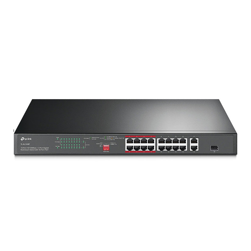 TL-SL1218P TP-Link 16-Port 10/100Mbps + 2-Port Gigabit Rackmount Switch with 16-Port PoE+