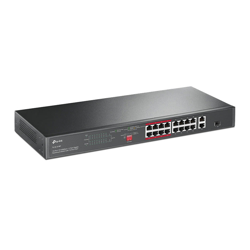 TL-SL1218P TP-Link 16-Port 10/100Mbps + 2-Port Gigabit Rackmount Switch with 16-Port PoE+